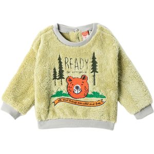Koton Babyboys Shearling Teddy Bear Applique Detail Geborduurd Long Sleeve Sweatshirt, groen (774), 12-18 maanden
