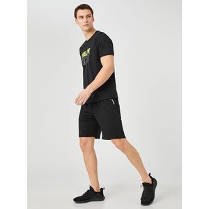 Koton Basic sportshorts voor heren, met trekkoord en zakken, gedetailleerd, zwart (999), S