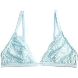 Koton Soutien-gorge non rembourré en dentelle pour femme, Bleu (651), XL