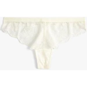 Koton Culotte en dentelle côtelée pour femme, Blanc (000), XL