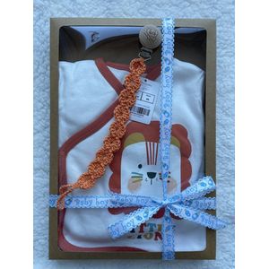 Little Lion 5-delige newborn kledingset met handgemaakte speenkoord - Jongens - Newborn kleding - Baby - Babykleding - Babyshower cadeau - Kraamcadeau