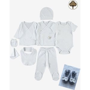 Organic 8-delige newborn kledingset met handgemaakte speenkoord - Jongens/meisjes - Baby - Newborn set - Babykleding - Babyshower cadeau - Kraamcadeau
