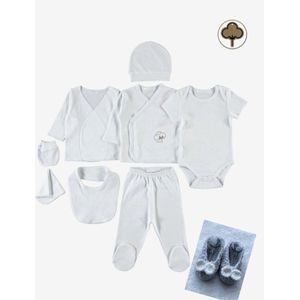 Organic 8-delige baby newborn kledingset jongens/meisjes - Fopspeenkoord cadeau - Newborn set - Babykleding - Babyshower cadeau - Kraamcadeau