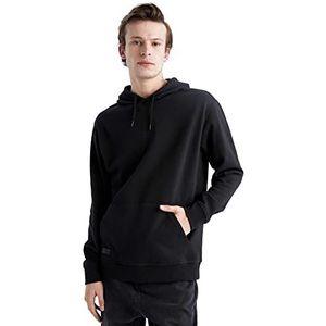 DeFacto Trui met lange mouwen voor heren, ronde hals, sweatshirt voor heren, zwart, XXL, zwart, XXL