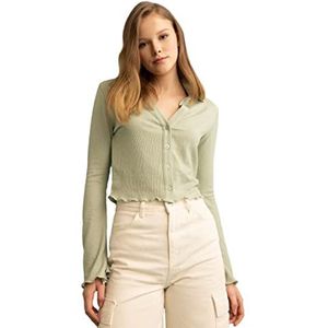 DeFacto Dameshemd van katoenweefsel met lange mouwen, munt, M