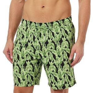 Dagi Heren bedrukte zwemshorts, zwart/groen., M