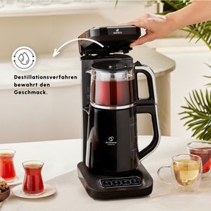 Karaca- Caysever- Robotea pro-Chrome kleur -theemachine- 4 in 1 sprekende automatische theemaker ,waterkoker en filterkoffiezetapparaat, 2500 W, chroom, theemaker, Turkse theepot, Turkse traditionele thee