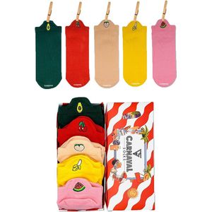 Enkelsokken - 5 Paar Sokken met Cadeaudoos - Kleurrijke Sokken - Enkelsokken Dames - Vrolijke Sokken - Socks