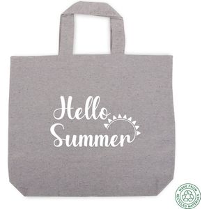 Hello Summer Tote Bag Draagtas - Schoudertassen Dames - Katoenen Tas - Handtas - Strandtas - Recyclebare boodschappentas - Duurzaam - Summer Beach Bag