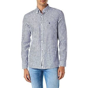 Mavi Heren gestreept shirt hemd, zwart, wit, XXL