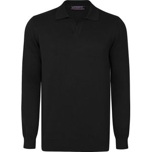 Felix Hardy - Gebreide Polo Trui - Zwart - 100% Katoen - Heren