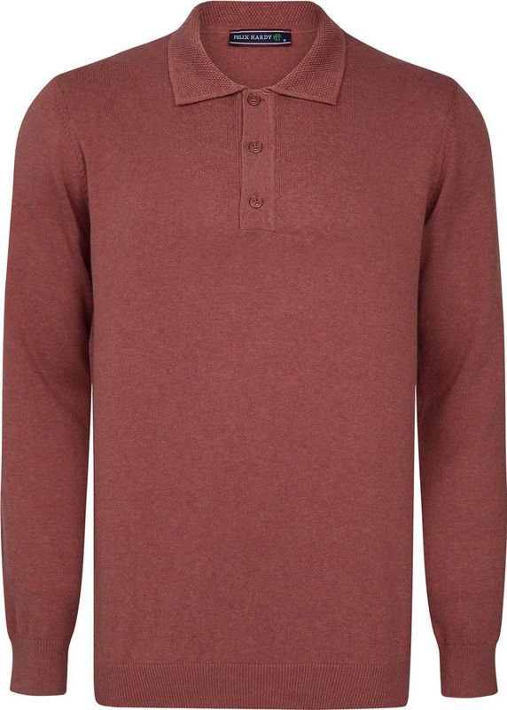 Felix Hardy - Gebreide Polo Trui - Sweater - Gedroogde Roos - 100% Katoen