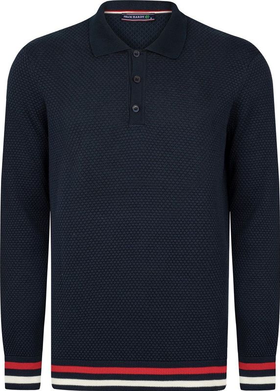 Felix Hardy - Gebreide Polo Trui - Navy - 100% Katoen - Heren