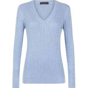 Felix Hardy - V-Neck - Kabeltrui - Blauw - 100% Katoen Dames