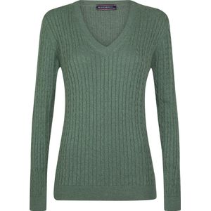 Felix Hardy V-Neck - V Trui - Kabeltrui - 100% Katoen Dames Grün - S