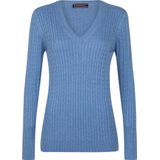Felix Hardy V-Neck - V Trui - Kabeltrui - Katoen Dames Indigo