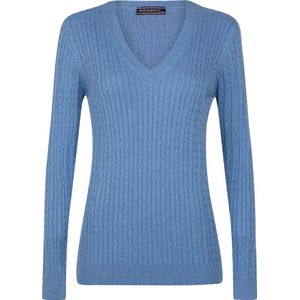Felix Hardy V-Neck - V Trui - Kabeltrui - Katoen Dames Indigo