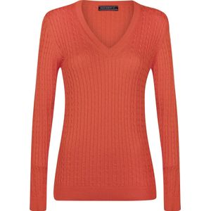 Felix Hardy V-Neck - V Trui - Kabeltrui - Katoen Dames Granatapfel