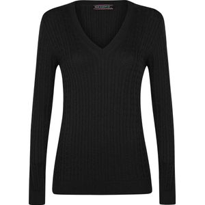Felix Hardy Fijngebreide Kabeltrui Met V-Hals Dames Schwarz - M