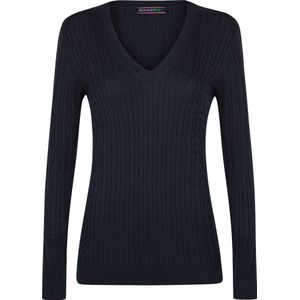 Felix Hardy V-Neck - V Trui - Kabeltrui - Katoen Dames Navy