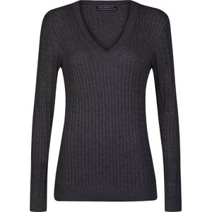 Felix Hardy V-Neck - V Trui - Kabeltrui - Katoen Dames Anthrazit