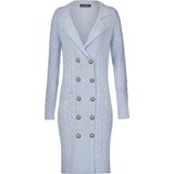 Gebreide Jurk - Effen - Knielengte - Lange Mouw - Normale Pasvorm