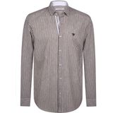 Felix Hardy - Overhemd - Gestreept - Poplin Katoen Linnen - Lange Mouw - Bruin - 2XL