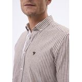 Felix Hardy - Overhemd - Gestreept - Poplin Katoen Linnen - Lange Mouw - Bruin - 2XL