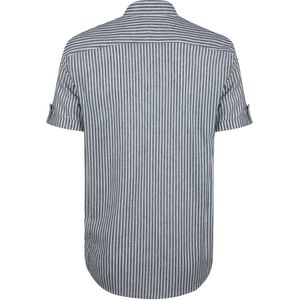 Felix Hardy Overhemd - Gestreept - Poplin Katoen Linnen - Korte Mouw Heren Khaki - S