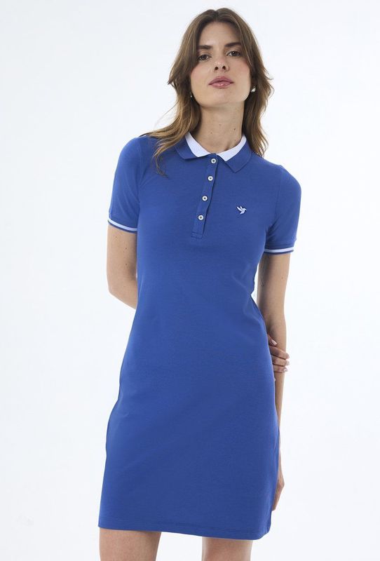 Felix Hardy - Jurk - Blauw - Katoenen - Knielengte - Korte Mouw Dames