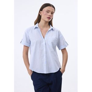 Felix Hardy - Overhemd - Blouse - Blauw - Poplin Katoen Linnen