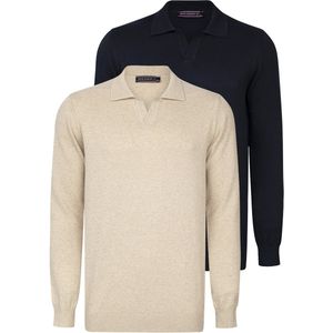 Felix Hardy - Heren Trui - Effen - Katoen - Polokraag - Lange Mouwen