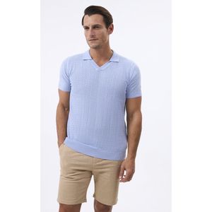 Felix Hardy Tricot Polo Shirt Korte Mouwen Heren Blauw - 2Xl