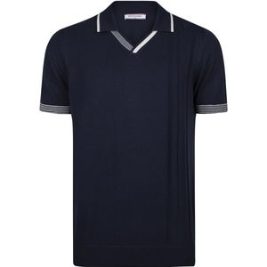 Felix Hardy - Tricot Polo Shirt - Navy - Korte Mouwen - Heren