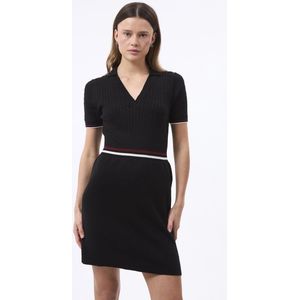 Gebreide Jurk - Gestreept - Katoen - Aansluitende Pasvorm - Knielengte - Kwartmouw