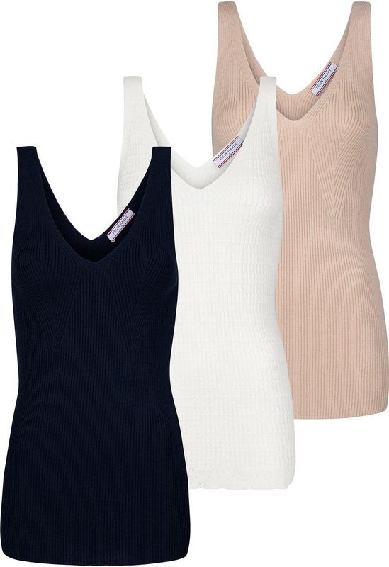 Felix Hardy - Top - Ecru/Navy/Wit - 3 Pack - Mouwloos - Aansluitende Pasvorm