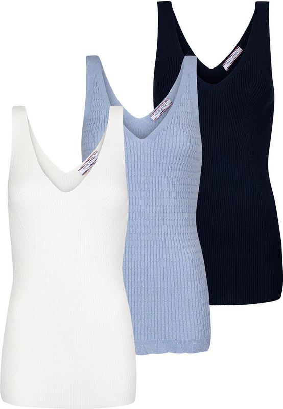 Felix Hardy - Top - Nachtblauw Lichtblauw Wit - 3 Pack - Mouwloos