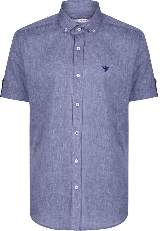 Jimmy Sanders - Overhemd - Korte Mouw - Dames - Sax - Poplin Katoen Linnen