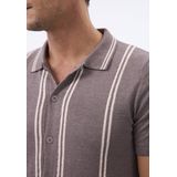 Felix Hardy - Overhemd Knit - Gestreept - Katoen - Korte Mouw - Heren - Bruin