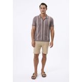Felix Hardy - Overhemd Knit - Gestreept - Katoen - Korte Mouw - Heren - Bruin