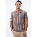 Felix Hardy - Overhemd Knit - Gestreept - Katoen - Korte Mouw - Heren - Bruin