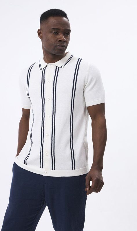 Felix Hardy - Overhemd Knit - Ecru - Katoen - Korte Mouw Heren