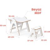 Mamatoyz Houten Kindertafel - Tekentafel met Krukje - Kleuterset - Speeltafel - Wit