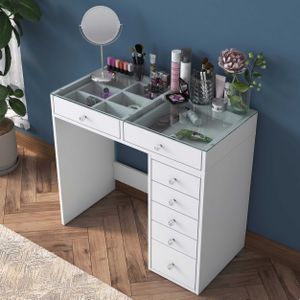Woody Fashion Make-up Tafel | 100% Melaminegecoat | Wit | 90 x 45 x 80 cm