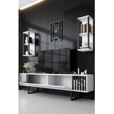 Modern TV-meubel | Woody Mode | 100% Melamine | Metalen Poten | Wit Zwart