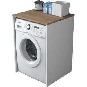 Wasmachine kast RANI 65x91,8 cm wit/bruin