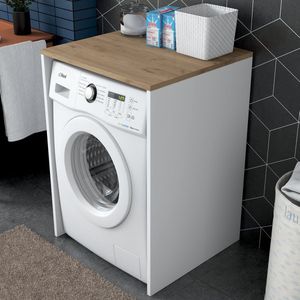 Wasdroogrek met plank, in hoogte verstelbare opbergrek boven de wasmachinekast voor wasmachines en wasdrogers met voorlader, 400 kg draagvermogen (zwart frame zwart