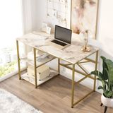 Locelso - Studiebureau - Wit Marmer - Melamine Coating - Metalen Poten