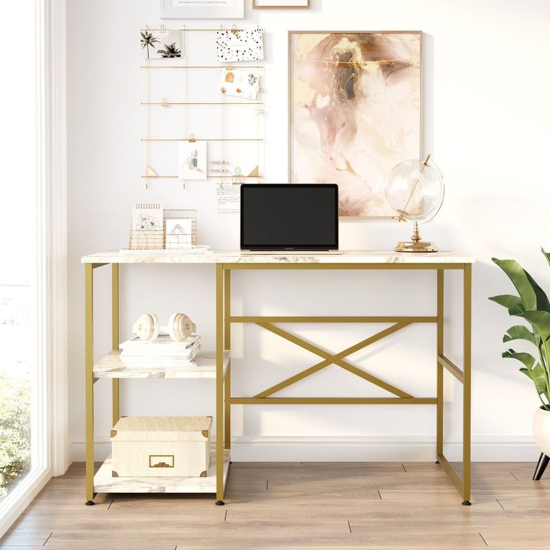 Locelso - Studiebureau - Wit Marmer - Melamine Coating - Metalen Poten