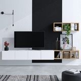 TV Meubel Zwevend - Stijlvol Wit 215 cm - Ruimtebesparend Design - Breedte 215 cm voor Grote Schermen